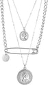 YERTTER Father's Day Multi-Layered Paper Clip and Coin Pendant Necklace Boho Jewelry Set Layered Pendant Statement Chunky Chain Necklace for Women...