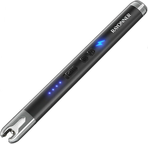 RAYONNER Lighter Electric Candle Lighter Rechargeable USB ARC Lighter (1 Pack - Black)...