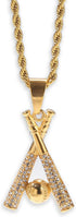 Gold Baseball Necklaces for Boys Baseball Bat Cross Necklace Baseball Chain Pendant Necklace for Men Women Sports Hiphop Necklace Baseball Lovers ...