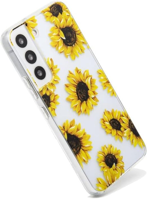 Phone Case Compatible with Galaxy S22 Case,Clear Sunflower Pattern Cute Floral Case Soft TPU Back Cover for Samsung Galaxy S22 6.1 Inch...