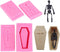 4Pcs/Set 3D Coffin with Cross & Skull Skeleton Fondant Molds, Halloween Theme Silicone Chocolate Gum Paste Mould, Halloween Cake Topper Decorating...