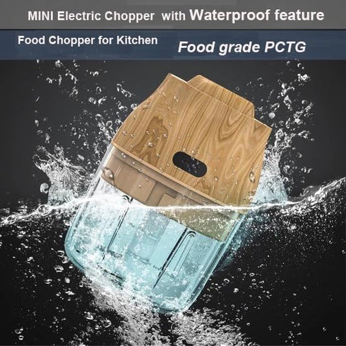 Electric Garlic, Fruit, and Vegetable Mini Food Chopper: Compact Wireless Processor Ideal for Ginger, Chili, Meat, and More, 250ML, Wood...