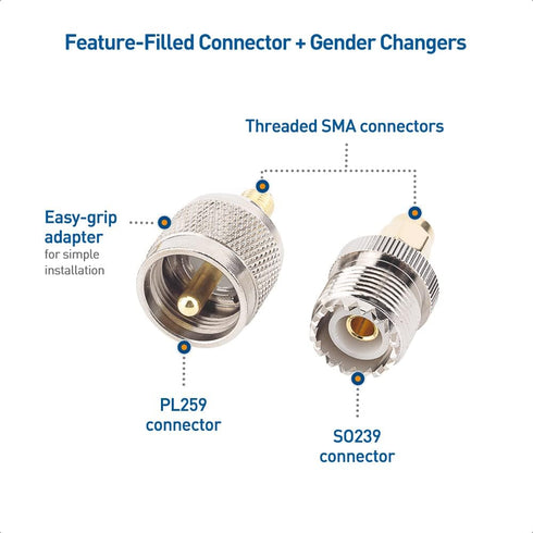 Cable Matters 4-Pack SMA to UHF Adapter Kit, UHF to SMA Adapter Kit/SMA to UHF Gender Changer and Connector Adapter Kit...