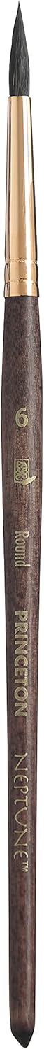 Princeton, Size 6 Artist Neptune, Brushes for Watercolor Series 4750, Round Synthetic Squirrel, Dark Wood...