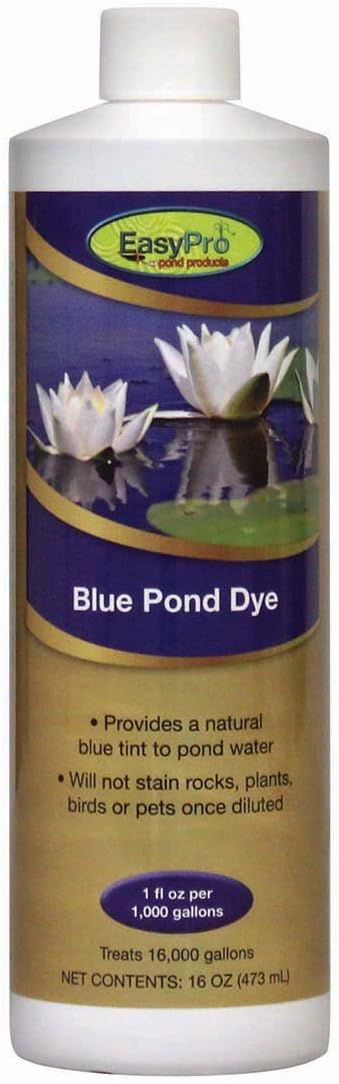EasyPro Pond Products PD16 Concentrated Blue Pond Dye for Water Gardens and Koi Ponds - Helps Filter Out UV Rays from The Sun - Safe for Use aroun...