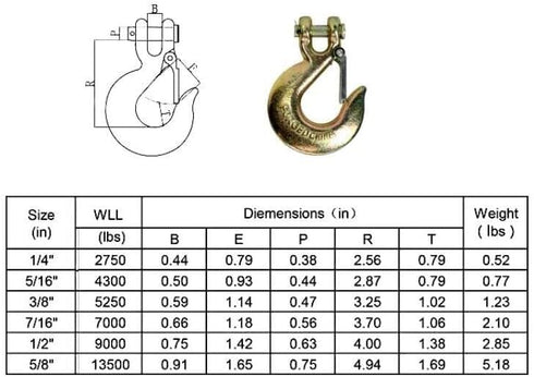 Clevis Slip Hooks with Latch Safety Chain for 1/4'' Tow Chain, 2,750 LBS Working Capacity, Grade 70, ATV Quad Winch Cable Chain, Hook Tie Down for...