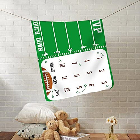 Baby Monthly Milestone Blanket Football Sports Months Blanket for Toddler Photography Background Prop 60"x40" BTLSLY49...