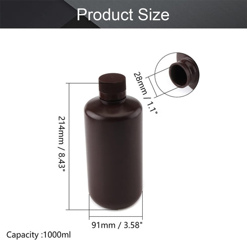 Othmro 2Pcs 33.8oz Plastic Containers Lab Chemical Reagent Bottles, 1000ml Small Mouth Liquid Solid Storage Bottles Round Sample Storage Container...