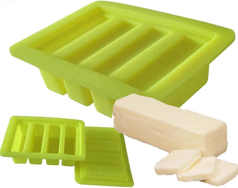 butter molds Large 4 Cavities Silicone butter mold Pudding & Jello Shot Mold butter stick molds,Cheesecake, butter mold with lid Product Dimension...