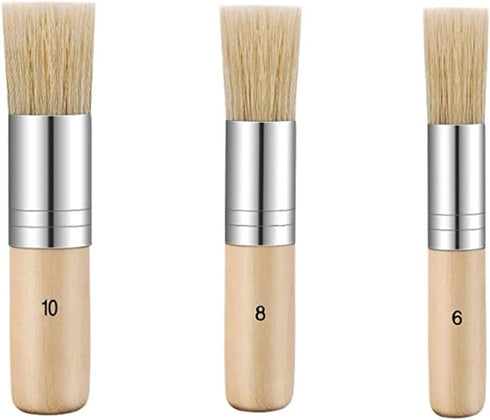 3 Sets of Pig Bristle Brush Set, Art Painting Wooden Brush with Short Handle, Suitable for Oil Painting/Acrylic Painting...