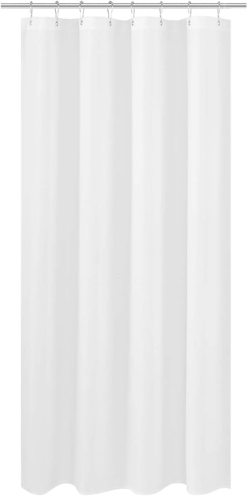 N&Y HOME RV Shower Curtain Liner Fabric 47 x 64 inches, Hotel Quality, Washable, Water Repellent, White Bathroom Curtains with Grommets, 47x64...