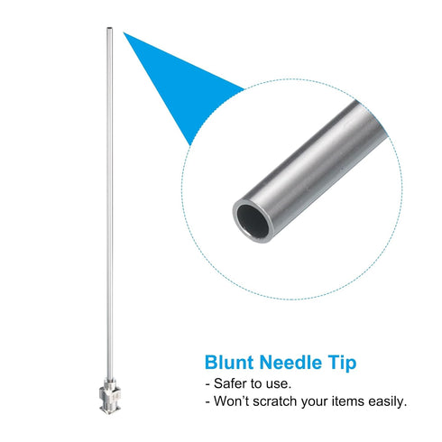 PATIKIL 14Ga x 5 Inch Stainless Steel Dispensing Needle Tips, 6Pcs Metal Glue Needle Tube Blunt Tips Luer Lock for Thick Glue Ink Lab, Silver...