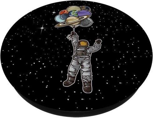 Astronaut With Balloons That Are Planets - Spaceman Galaxy PopSockets Adhesive PopGrip...