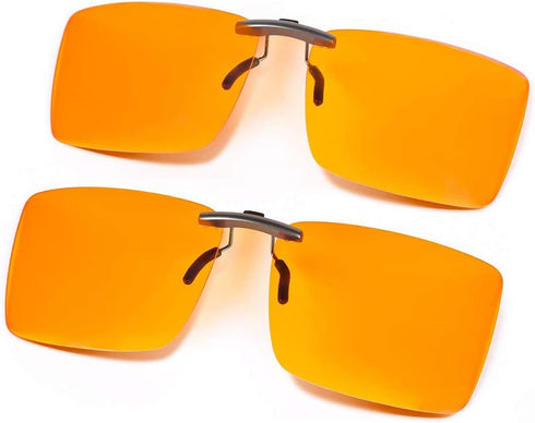 FONHCOO Clip-on Blue Light Blocking Glasses Womens Mens 2 Pack over Prescription Glasses Framless Lens Anti Eyestrain Headaches UV Filter Computer...