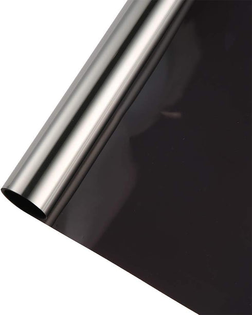 One Way Mirror Privacy Window Film, Heat Control and Anti - UV Adhesive Reflective Window Tint for Home and Office, 60Inch x 17.7Inch, Black Silve...