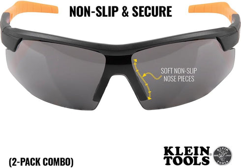Klein Tools 60174 Safety Glasses, PPE Protective Eyewear with Semi Frame, Scratch Resistant, Anti Fog Clear and Gray Lens Combo Pack...