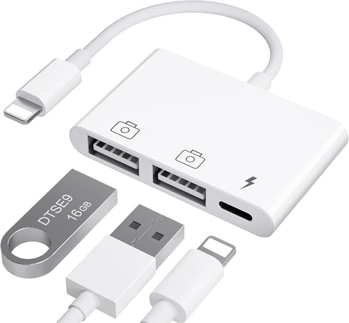 iPad to USB Adapter, USB for iPad, iPhone to USB Adapter Compatible iPhone/iPad,Plug N Play,Compatible with USB Flash Drive.Support iOS 16....