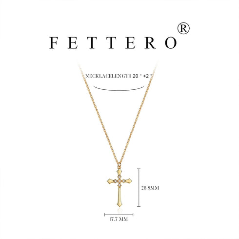 Fettero Cross Necklace for Women, 14K Gold Plated Chain Necklace Dainty Gold Cross Pendant Necklace Classic Necklaces for Gold Jewelry for Women...