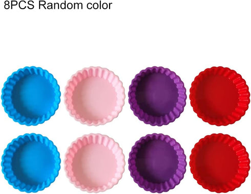 8 pcs Silicone Tart and Pie Molds, 4 Inch Fluted Mini Tart Mould Round Nonstick Quiche Pan Bakeware Mold for DIY Baking Pies/Tarts/Mousse Cakes/Sm...