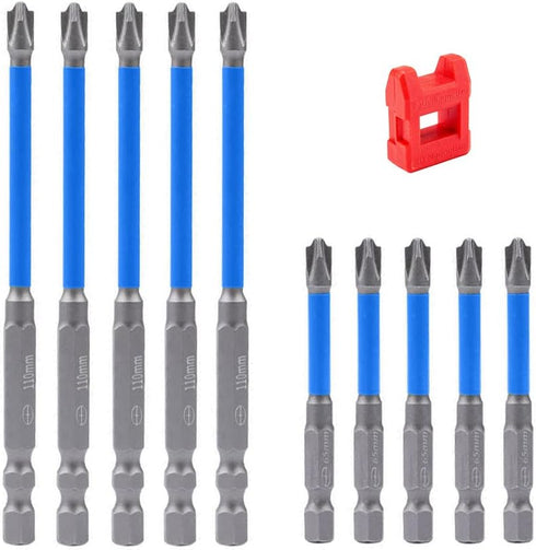 2023 New 10pcs Magnetic Special Flat Slotted Phillips Cross Head Screwdriver Bit Sets for Electrician PH2 Bit 1/4 Inch Hex Shank Screw Driver Dril...