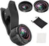 3 in 1 Lens Kit for iPhone and Android, 15X Macro Lens + 0.5X Wide Angle Lens + 230° Fisheye Lens, Phone Camera Lens, Color Black......