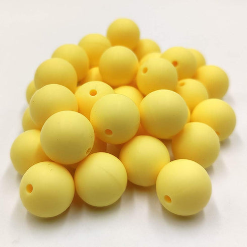 101pcs 15mm Silicone Round Beads for Keychain Making Custard Yellow Color Silicone Pearl Rubber Spacer Beads Accessory Kit for DIY Pens Handmade M...
