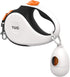 TUG 360° Tangle-Free Retractable Dog Leash with Waste Bag Dispenser (Small, White/Orange)...