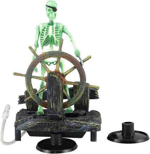 Mesee Aquarium Pirate Captain Decoration, Skeleton Seaman Landscape Fish Tank Decor, Undersea Air-driven Aquatic Ornament Decorations for Home Fis...