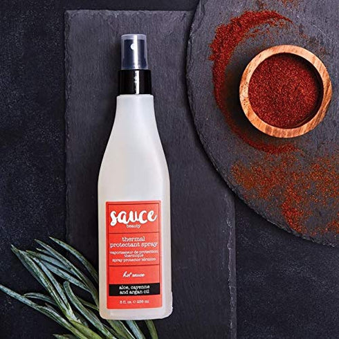 SAUCE BEAUTY Hot Sauce Thermal Protectant Spray - Heat Protectant Spray w/Argan Oil, Aloe & Cayenne - Blow Dry & Flat Iron Spray for All Hair Type...