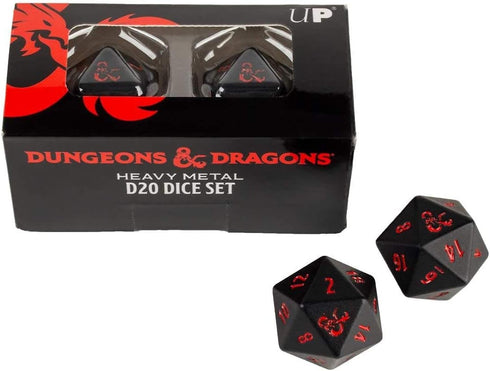Ultra PRO Dungeons & Dragons Ampersand Heavy Metal D20 Dice Set (2 Pieces) - Great for RPG, DND, MTG as Gamer Dice or Board Gaming Dice...