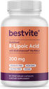 BESTVITE R-Lipoic Acid 200mg Stabilized with Bio-Enhanced Na-RLA (60 Vegetarian Capsules) - No Stearates - No Fillers - Vegan - Gluten Free - Non ...