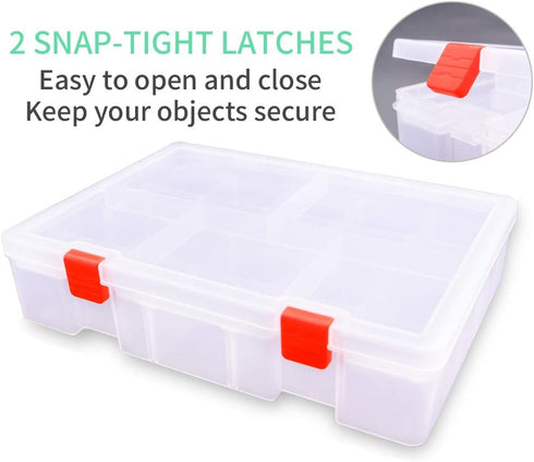 Plastic Organizer Container with Adjustable Dividers,Plastic Storage Box with 18 Removable Grids,Jewelry Organizer Compartments for Cosmetics Craf...