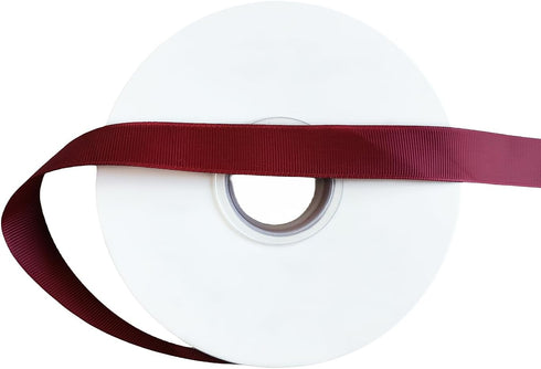 1/2 Inch 50 Yards Solid Burgundy Grosgrain Ribbon Striped Ribbon for Wedding Decor Gift Wrapping DIY Projects...