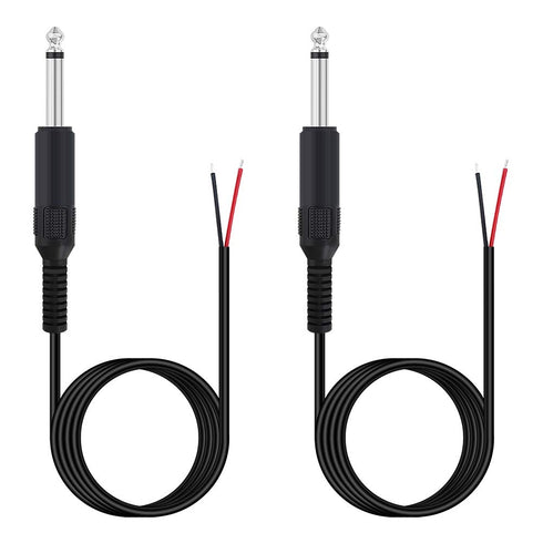 Fancasee 2 Pack 6 ft Replacement 6.35mm Male Plug to Bare Wire Open End TS 2 Pole Mono 1/4" 6.35mm Plug Jack Connector Audio Cable for Microphone ...