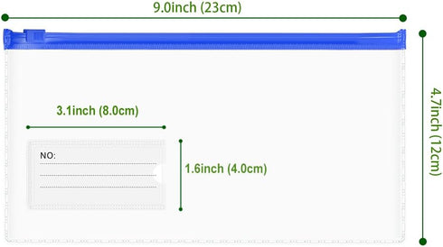 Small Zipper Plastic Envelopes, BOPART 30Pcs Plastic Pouch with Label Pocket, 9x4.7 Inches Clear Pencil Pouch Reusable Money Envelopes, Poly Zip E...