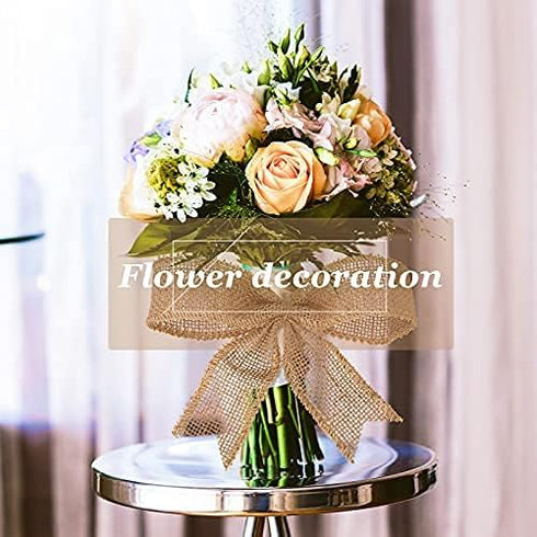 Waydress Natural Burlap Ribbon Burlap Edge Fabric Craft Ribbon for Bow Wreath Tree DIY Decor Outdoor Wedding Home Christmas Party Decoration(1.5 I...