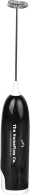 The HomeFlow Co.’s Milk Frother Handheld, Fast Electric Whisk Foam Maker for Coffee, Cappuccino, Latte, Frappe, Matcha, Hot Chocolate (Black & Whi...