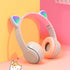 Kids Headphones, Cat Ear LED Light Up Bluetooth 5.0 Foldable Wireless Gaming Headset for Kids Adult, Built-in Mic Noise Cancelling Over Ear Headph...