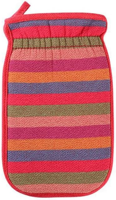 Double Sided Bath Towel Bath Scrubbing Gloves Scrubbing Exfoliator Exfoliating Gloves for Bath Face Scrub Gloves Body Wash Scrubber Elastic, Red...