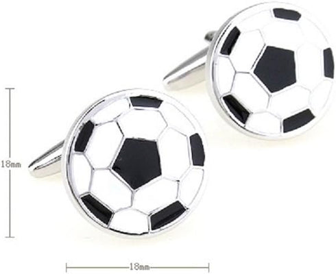 Soccer Ball Black White Pair Cufflinks in a Presentation Gift Box & Polishing Cloth...