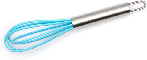 Mini Whisks 6 inch 4Pcs silica gel stainless steel Whisk, Hand Egg Mixer for Flour Cake Egg, Kitchen Cooking Baking Use Whisk ?purple?yellow?cyan?...