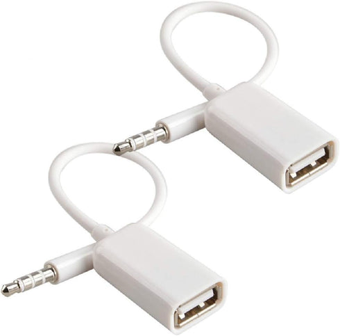 AUX to USB Adapter 3.5mm Male Audio Jack Plug to USB 2.0 Female Converter Cord Cable 2PACK Only Work (CAR Need MP3 Decode Function,Can't Fit All K...
