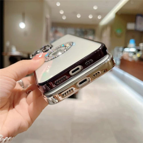 Casechics Compatible with iPhone Case,Luxury Glitter Bling Sparkly Diamond Rhinestone Bumper Camera Lens Protection Transparent Clear Soft Shockpr...