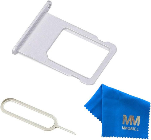 MMOBIEL SIM Card Slot Tray Holder Replacement Compatible with iPhone 6 2014 - Incl. SIM Pin - Silver...