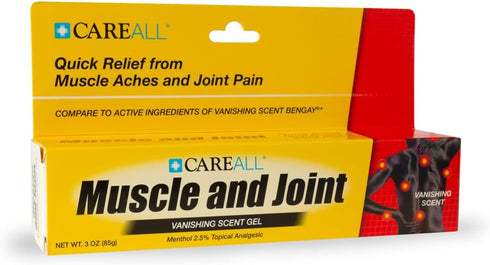 CareAll Muscle & Joint Vanishing Scent Gel, 3.0 oz., Non-Greasy, Pain Relief Gel for Muscle, Back and Minor Arthritis, Topical Analgesic, 2.5% Men...