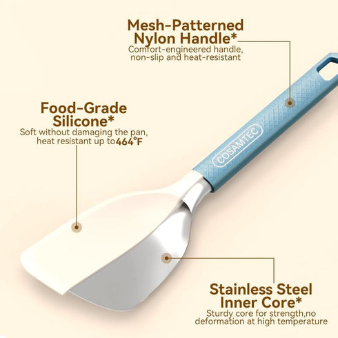 Silicone Mini Spatula Flexible Beveled Turner with Stainless Steel Inner Core and Nylon Handle Heat Resistant Cooking Utensils Set...