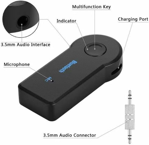 Bluetooth Transmitter Receiver Wireless Adapter: 3.5mm Aux Jack Stereo Audio Input Output - for TV Car Headphone Speakers...