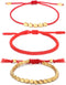 Pingyongchang 3 PCS Handmade Rope Red String Hand-Knitted Bracelets Tibetan Buddhist Woven Lucky Adjustable Cotton Copper Beads Bracelets for Wome...