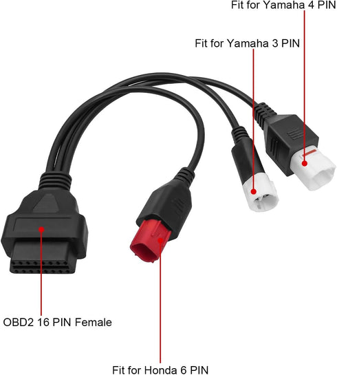 OBD2 Diagnostic Cable Fit for Yamaha Kline Euro5 Motorcycle 16 Pin to 3Pin 4Pin 6Pin OBD2 3 in 1 Diagnostic Adapter...