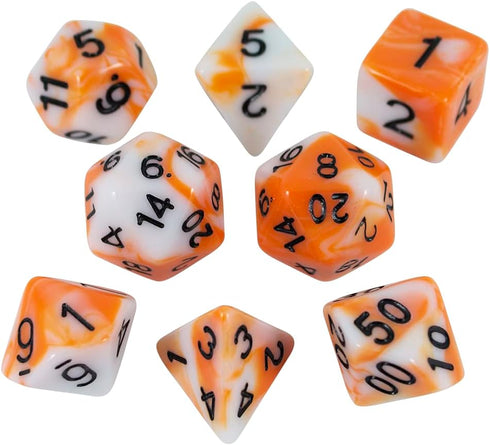 Orange and White DND Dice Set - 'Troll Slayer'...